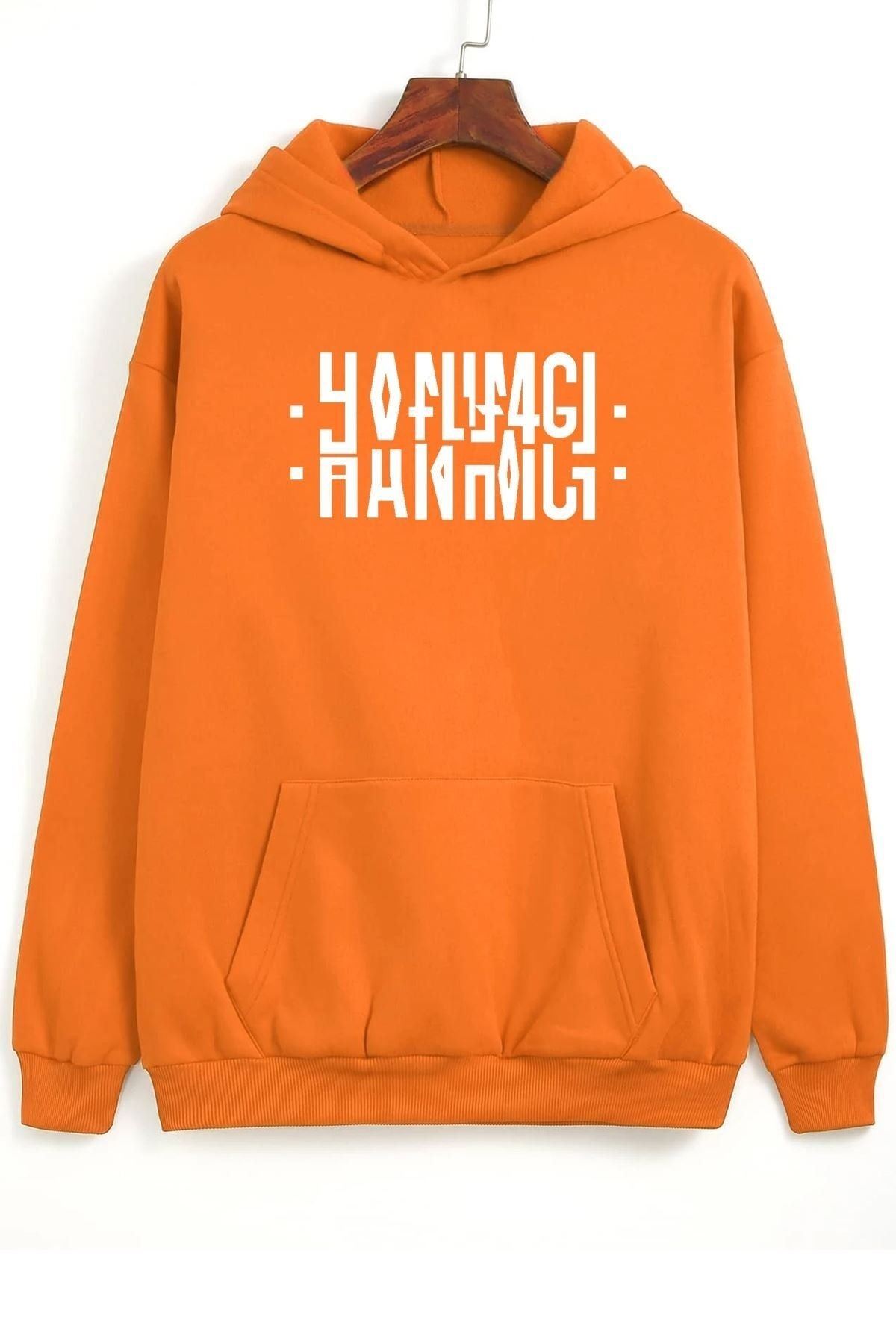 Orange sweatshirt with black writing online