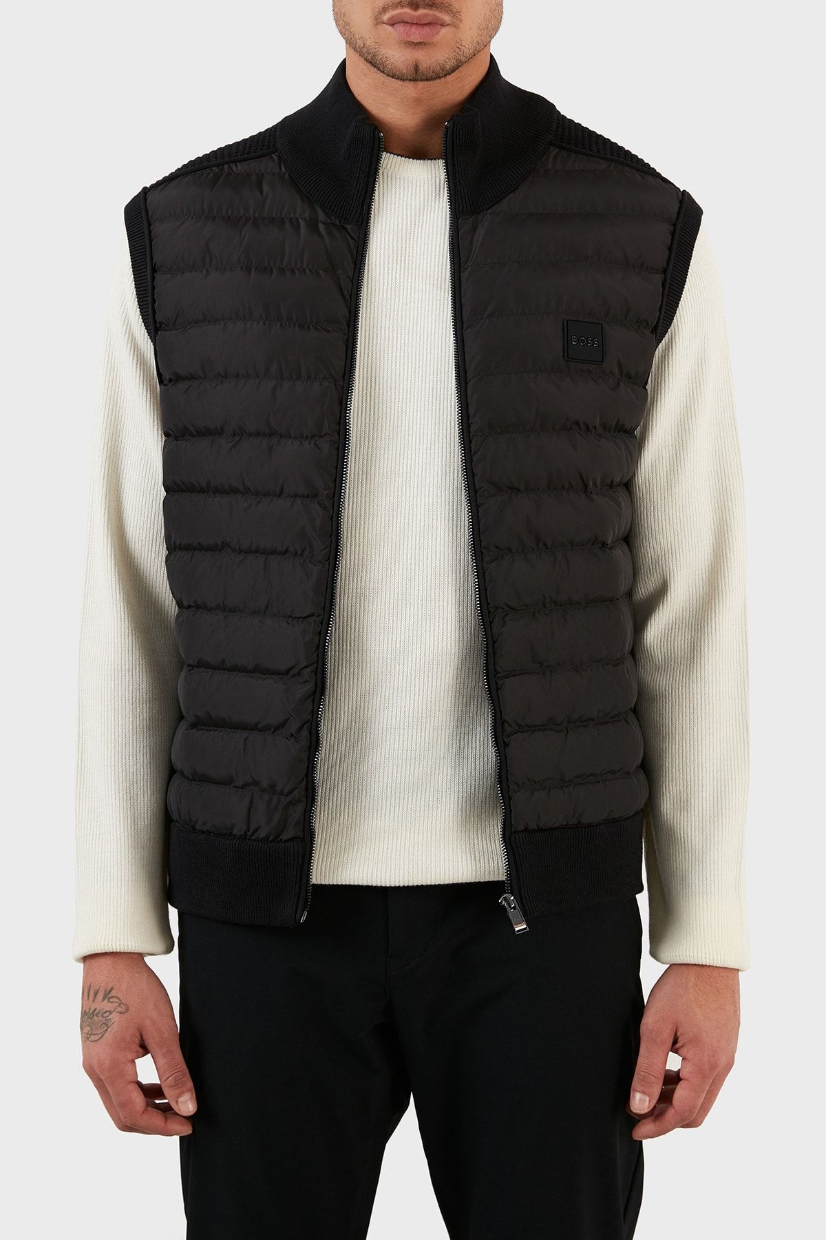 Men\'s 001 Collar - Vest Fit Regular Boss 50478631 Vest Zippered Trendyol Stand Blend Wool