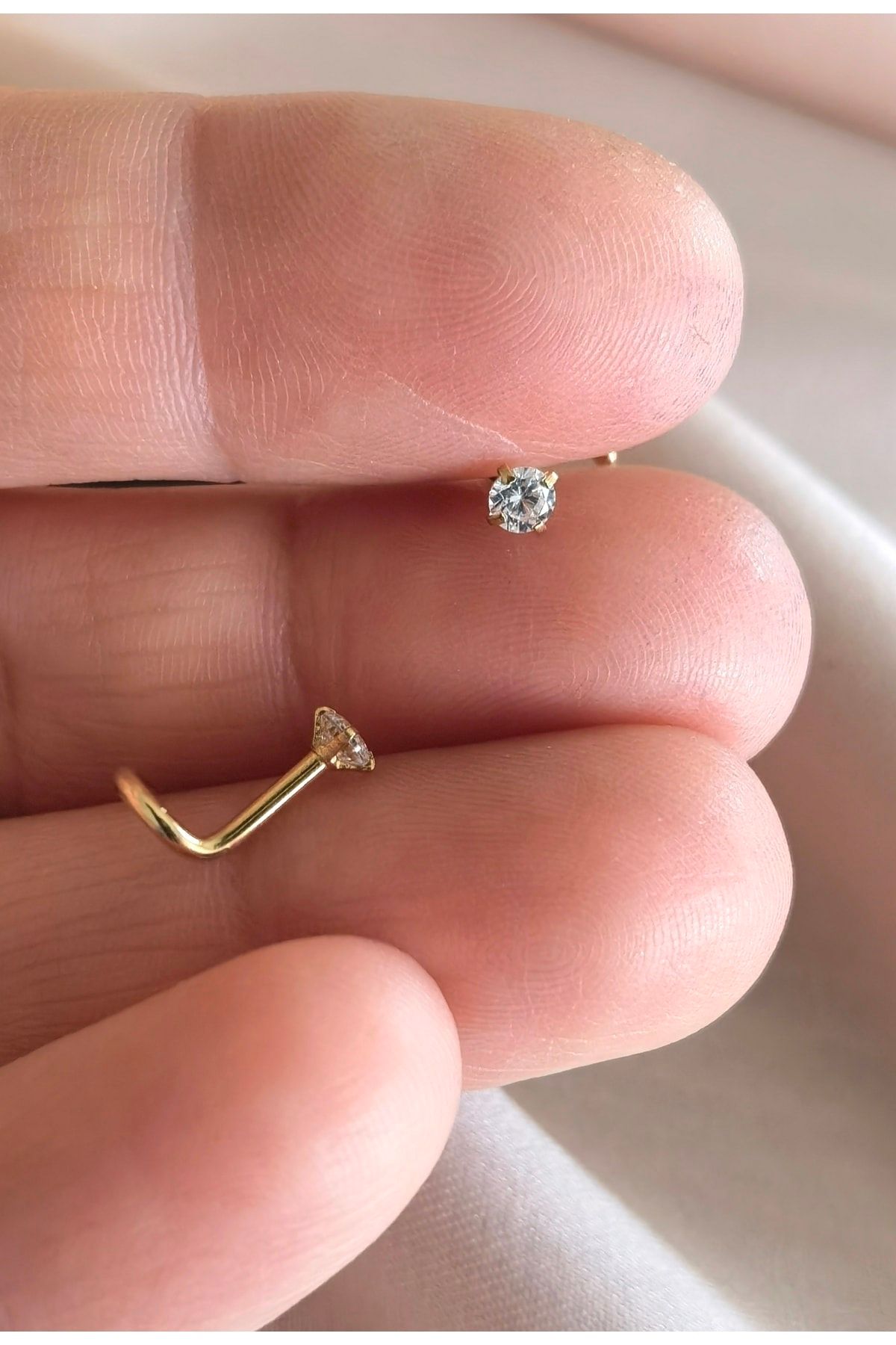 x2 Sterling Silver /Gold 1.2mm Diamond Crystal tiny small Nose Stud Teeny  24g | eBay