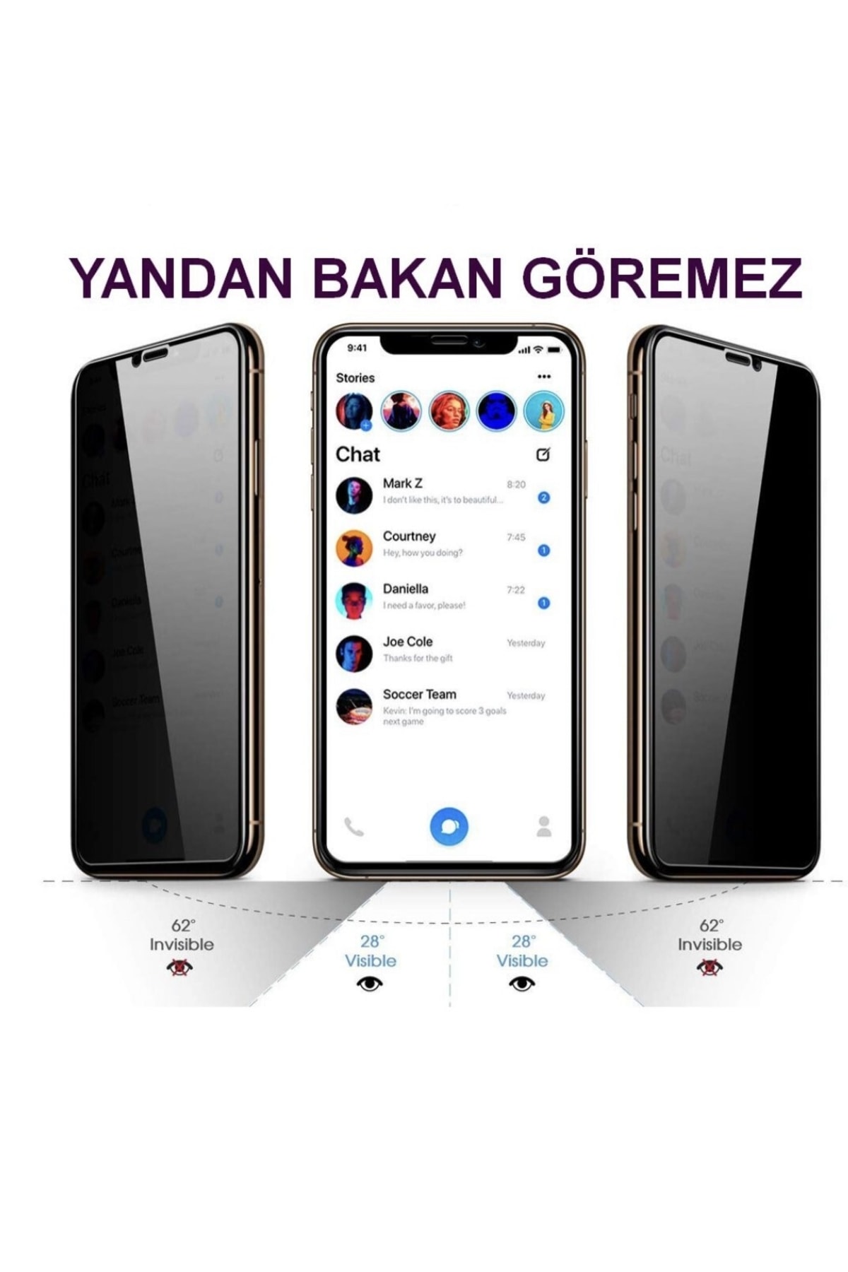 Iphone 13 / 13 Pro Hayalet Ekran Privacy Gizlilik Tam Kaplayan Kırılmaz Koruyucu Cam 2
