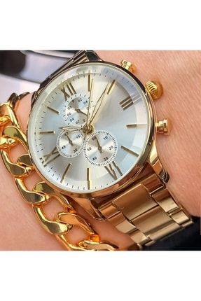 Yeni Sezon Gold Renk 36mm Kadın Kol Saati ÇENÇEN0215-5