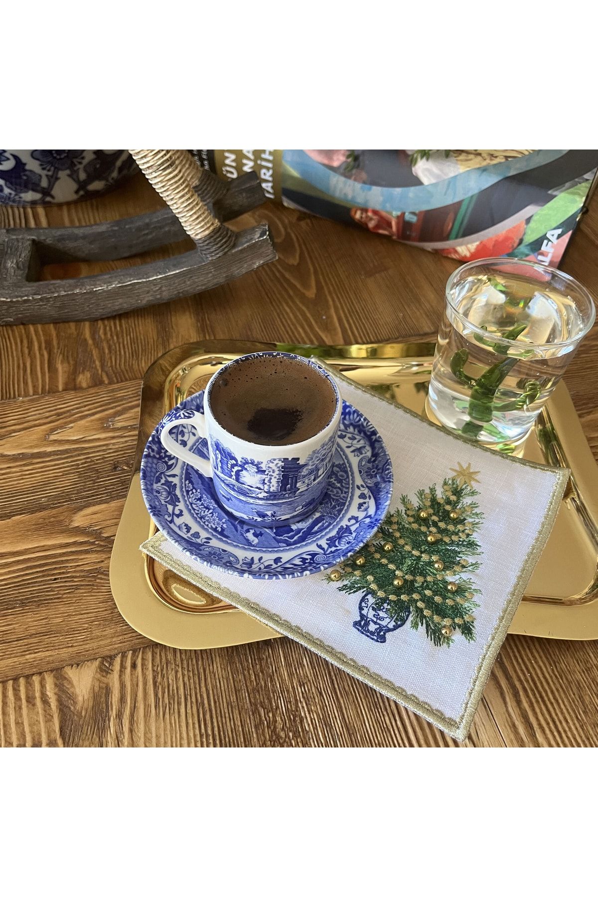 ge living-Coaster pentru ceașcă de cafea pentru brad de Crăciun cu margele - 2 bucăți șervețele de cocktail de Anul Nou 3