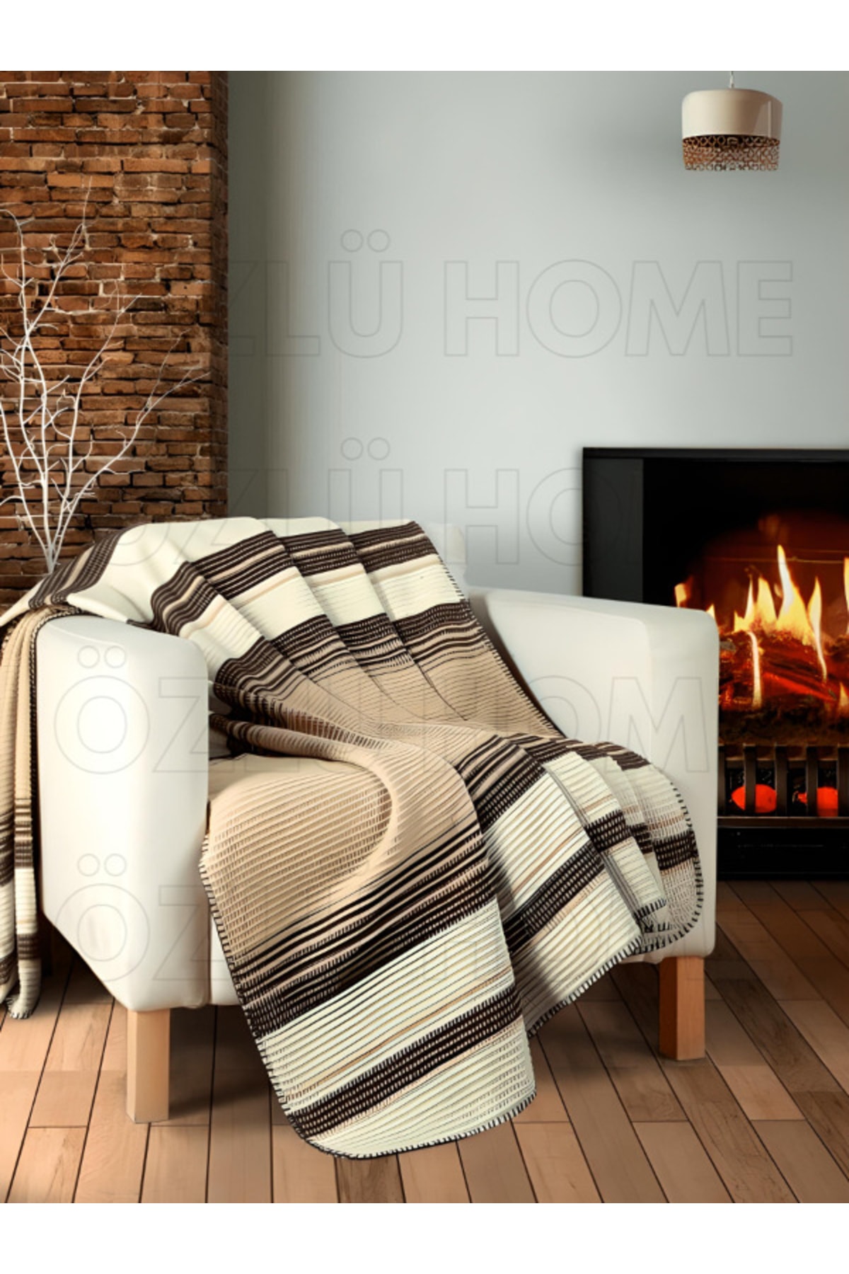 Özlü Home Double 4 Season Cotton Blanket Pique Brown
