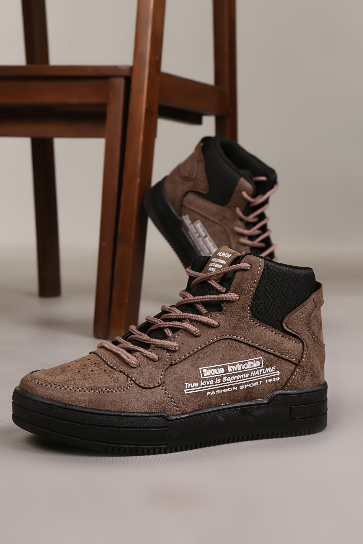 Tan high top sales shoes