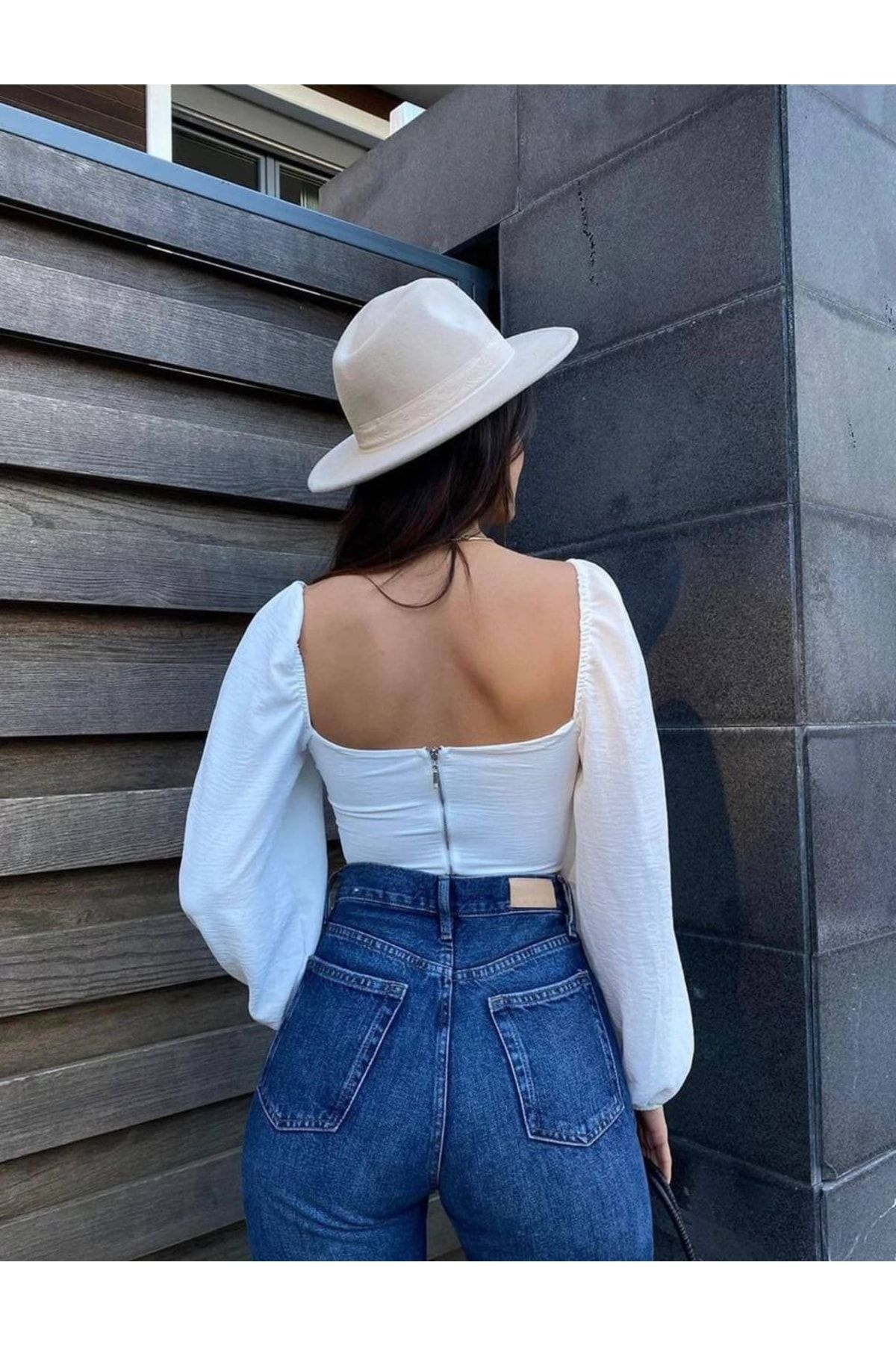 CİZA MODA Balenli Bel Detay Göğsü Drapeli Korse Crop Bluz ZN9105