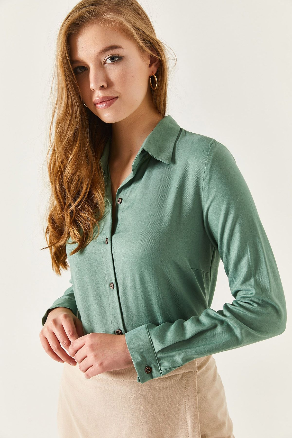 Pastel green half sleeves - Oversized Shirt