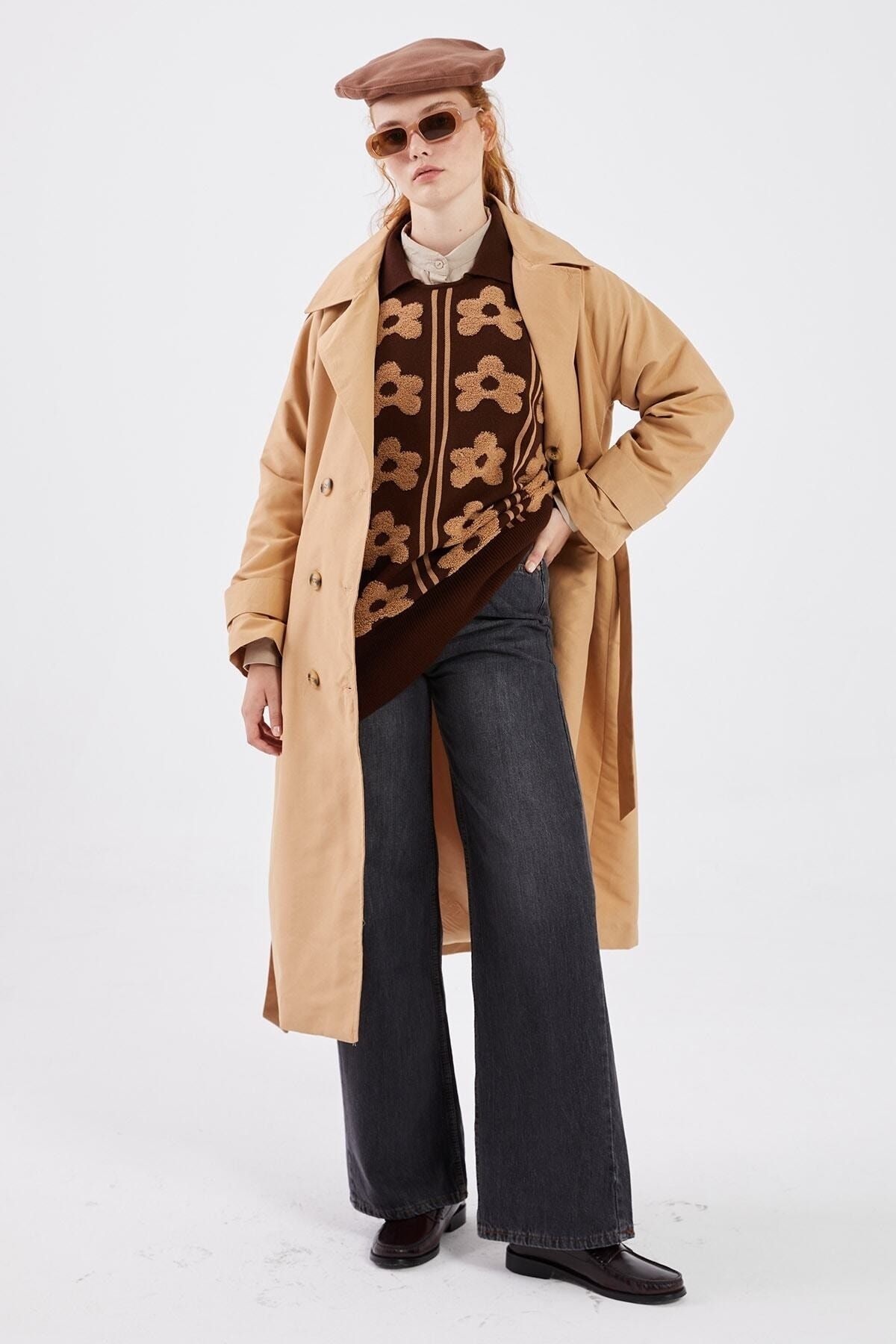 Dark camel 2025 trench coat