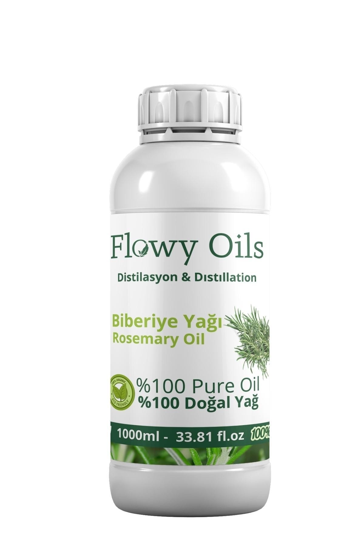 Flowy Oils Biberiye Yağı %100 Doğal Bitkisel Uçucu Yağ Rosemary Oil 1000ml 1 Litre