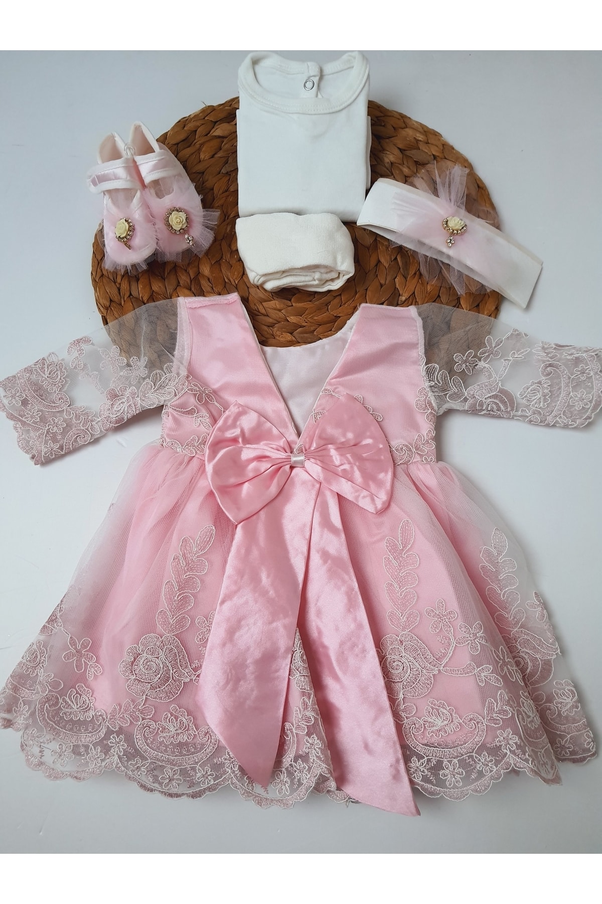 PİLEKİ BABY 0 6 Ay Uzun Kol Dantelli Bebek Mevlüt Elbisesi , Özel Gün , Doğumgünü fotoğrafı 2 (önizleme)