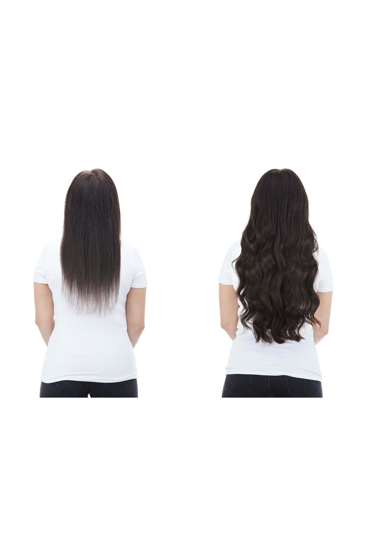 AKOLİFE Koyu Kestane Yarım Ay Çıt Çıt Postiş Saç - Fön Maşa Uygulanabilir