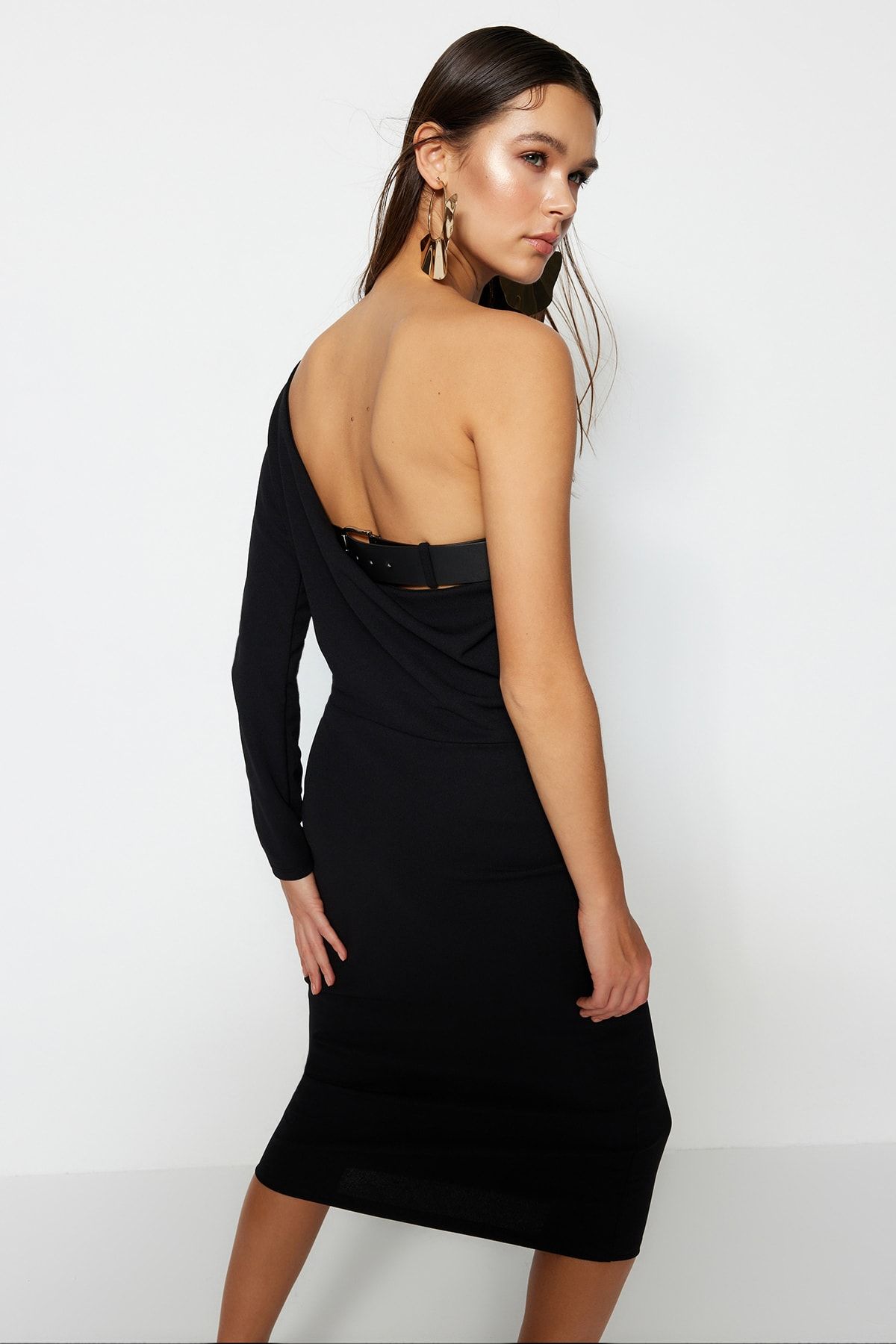 Trendyol Collection-Rochie de seara eleganta, impletita cu curea neagra TPRSS23EL00203 4