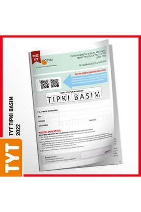 Tyt 2022 Ösym Tıpkı Basım Türkiye Geneli Dijital Çözümlü Soru Kitapçığı TYTTIPKI2022