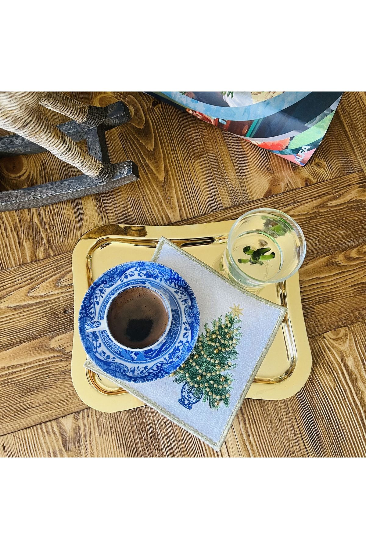 ge living-Coaster pentru ceașcă de cafea pentru brad de Crăciun cu margele - 2 bucăți șervețele de cocktail de Anul Nou 5