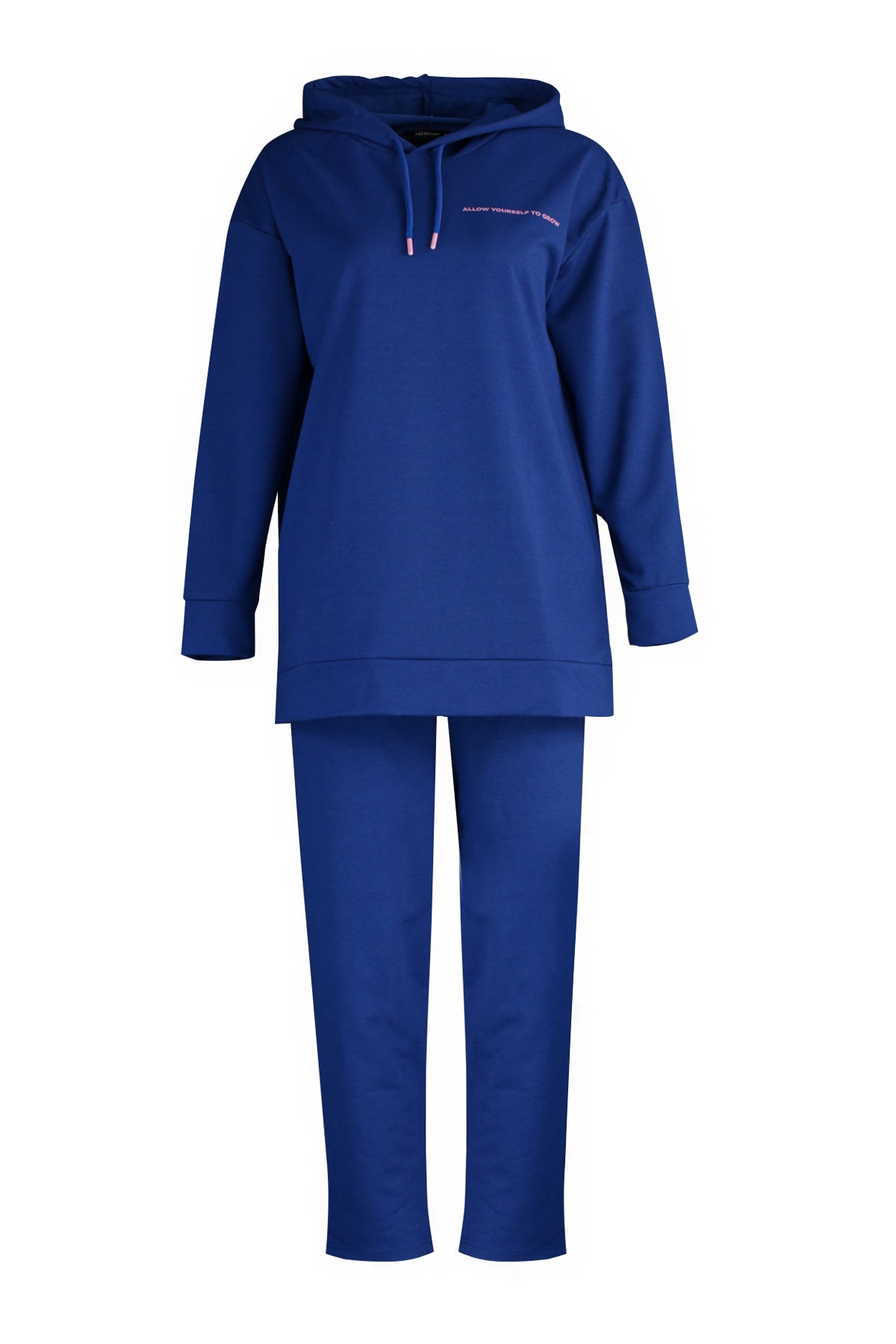 أزرق بلون الكوبالت بغطاء رأس سلوغان مطبوع طقم بدلة...