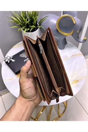 Fil Deri Hakiki Deri Tutamaçlı Telefon Bölmeli Uzun Kahve Renk Erkek Cüzdan 2040