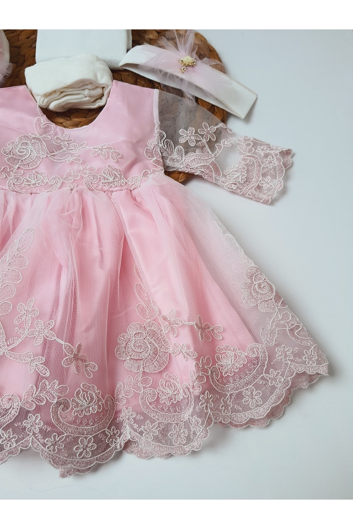 PİLEKİ BABY 0 6 Ay Uzun Kol Dantelli Bebek Mevlüt Elbisesi , Özel Gün , Doğumgünü fotoğrafı 4 (önizleme)