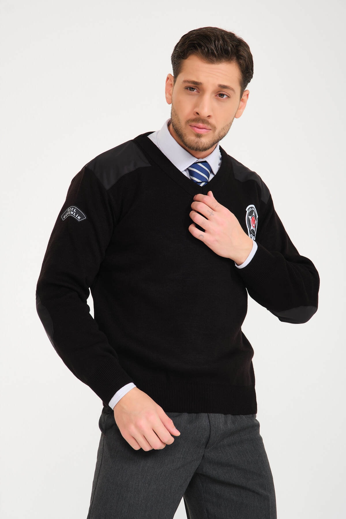 Cebi Güvenlik Siyah V Yaka Kazak