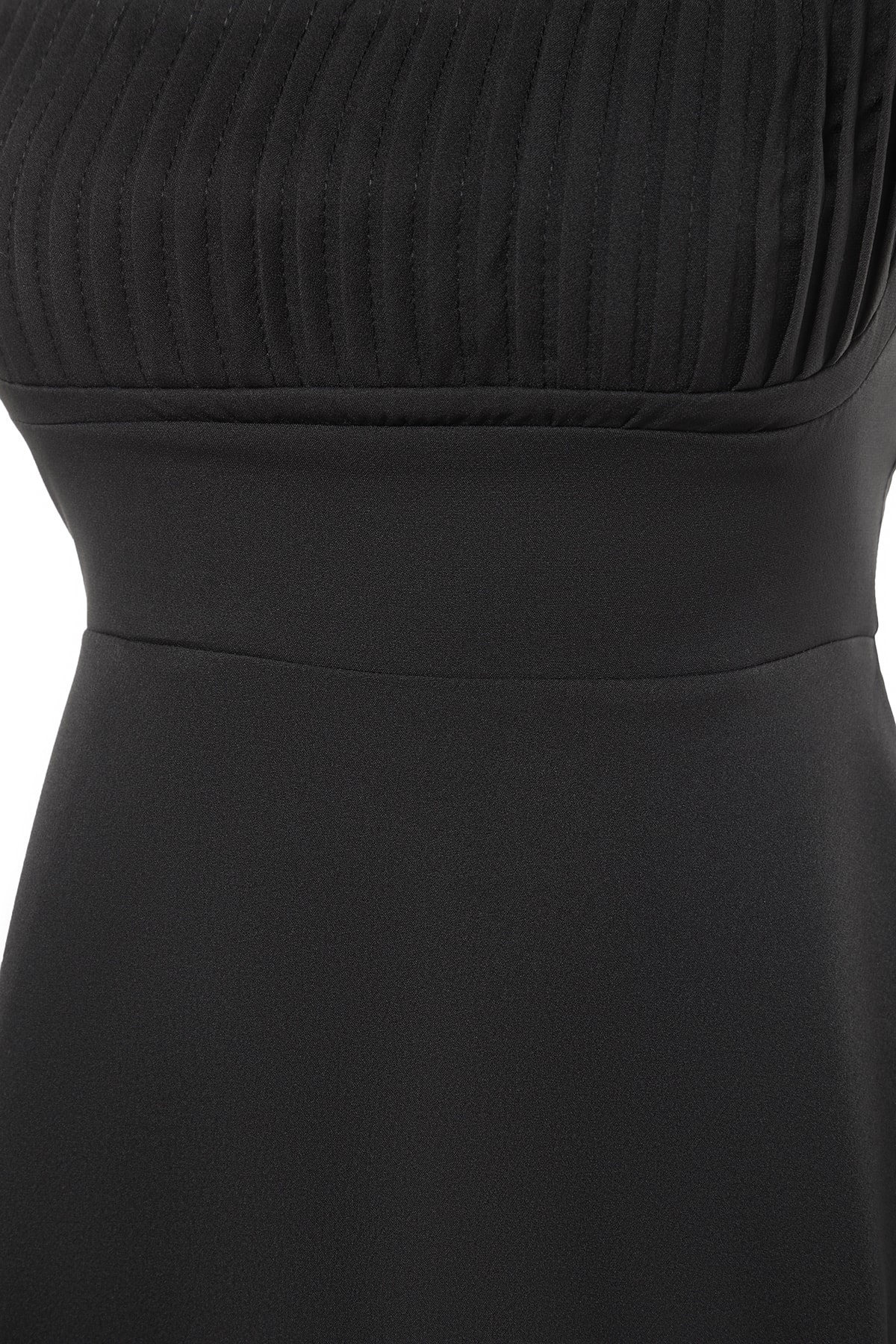 Trendyolmilla  Siyah A-Kesim Dokuma Kısa Şık Abiye Gece Mezuniyet Elbisesi TPRSS23EL00031 - Görsel 8