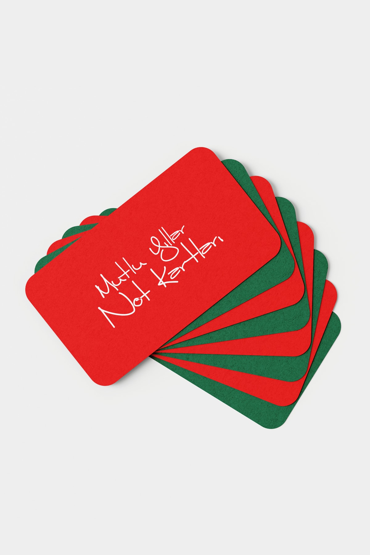 DERELİ MATBAA Baskısız Yılbaşı Temalı Kırmızı Ve Yeşil Not Kartları 50'lik Kutulu Toplam 100 Adet
