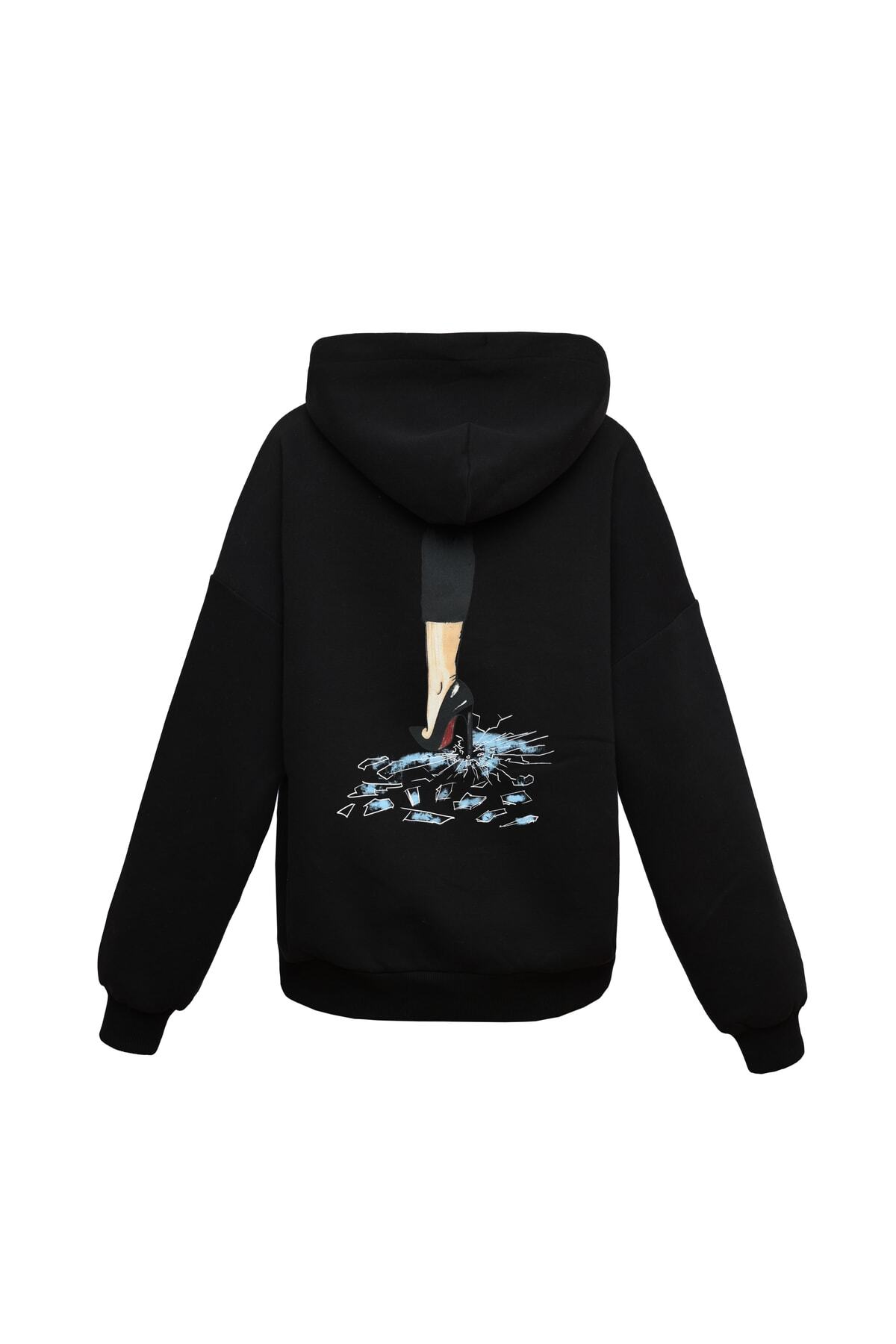 Wear Three Points-The Glass Ceiling Black Hooded Hoodie 3