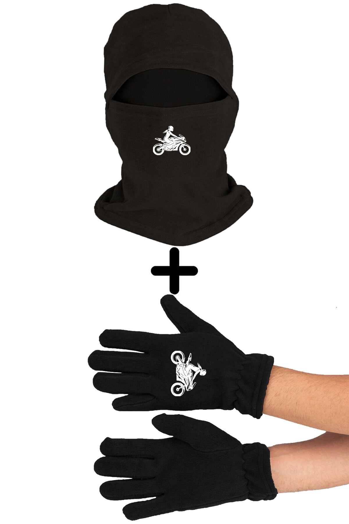 herotasarım Motorcu Polar Kar Maskesi Uzun Eldiven Set Bll2546