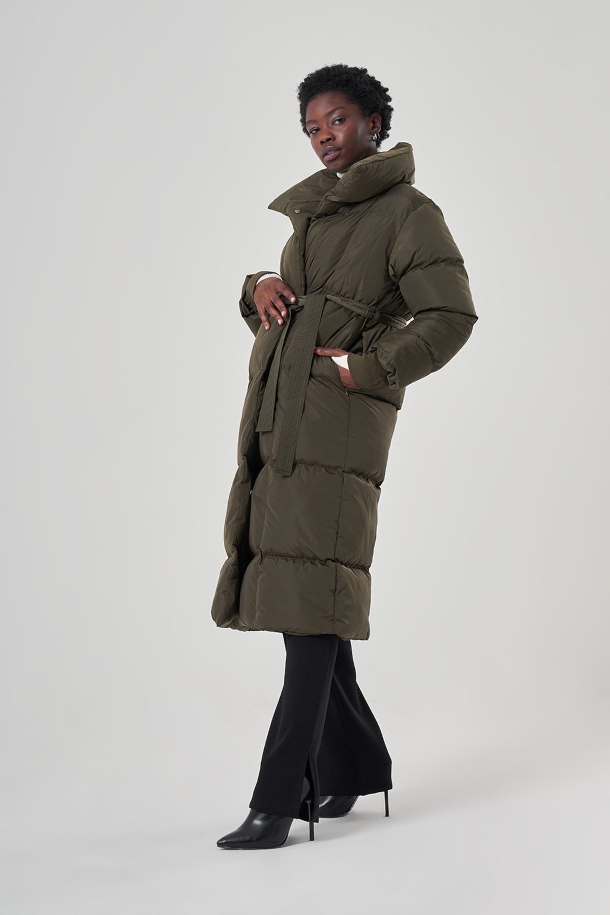 Khaki sales bubble coat