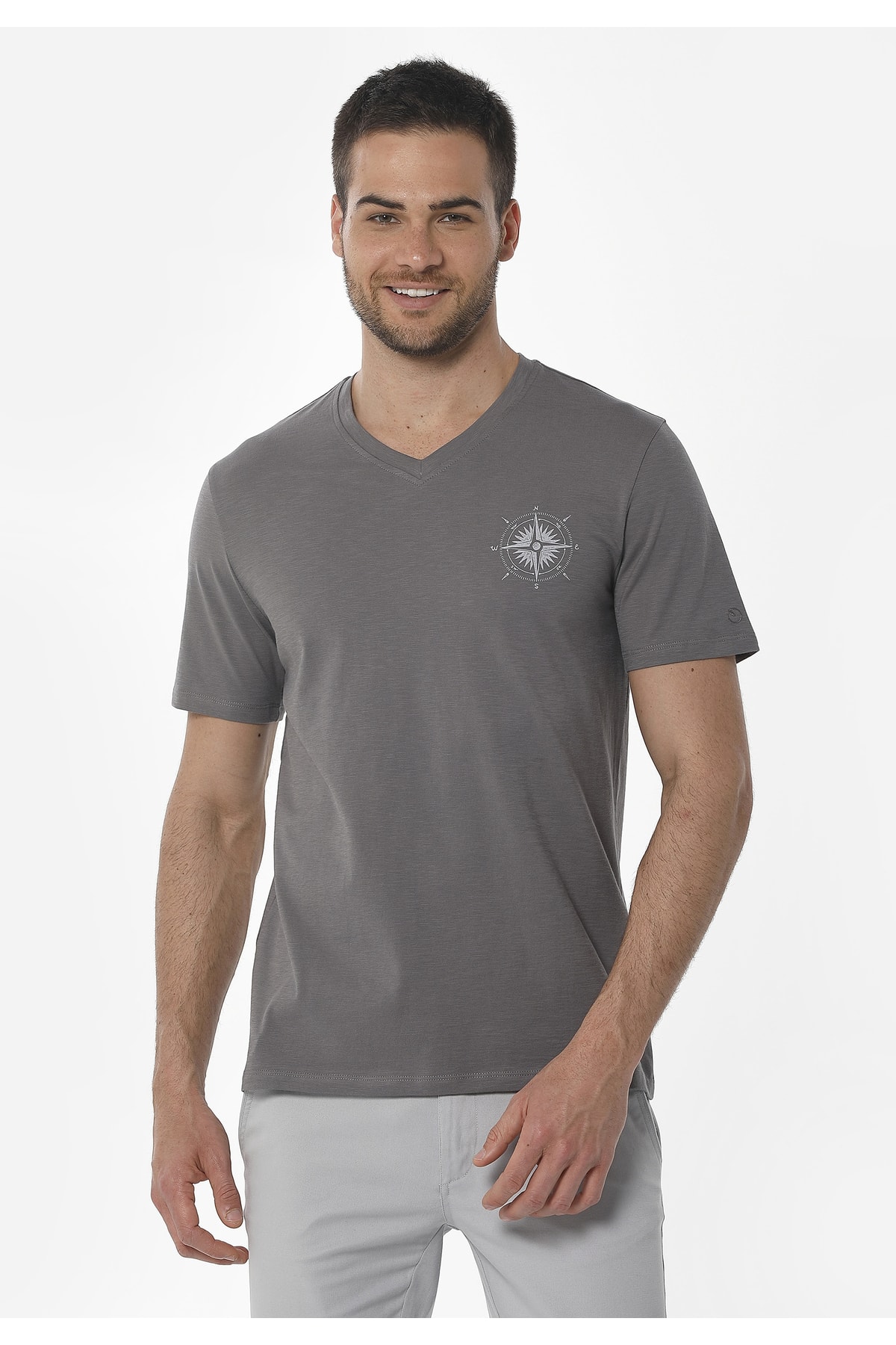 ORGANICATION T-Shirt Grau Slim Fit Fast ausverkauft ER9051