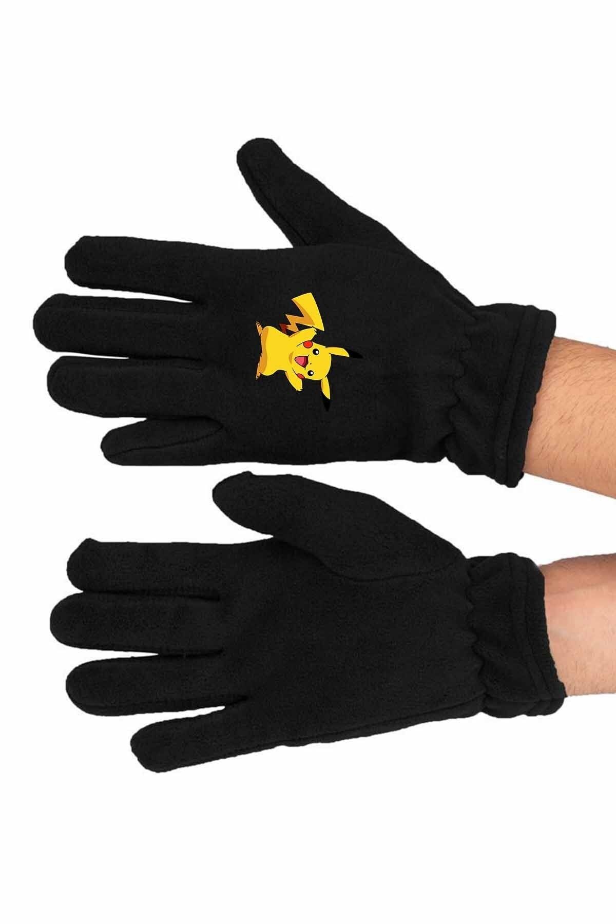 herotasarım-Pikachu Fleece Gloves Set - Long Snow Mask Bll1106 3