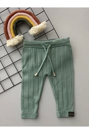 Bebek Mint Rengi Bağcıklı Unisex Triko Tayt Pantolon Bagcıklı01