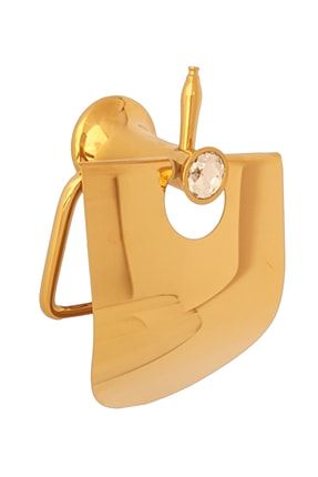 Kapaklı Kağıtlık Gold Paslanmaz Dekor Banyo Ve Tuvalet Aksesuarları Seti Altın Renkli -orijinal- refahome000a16