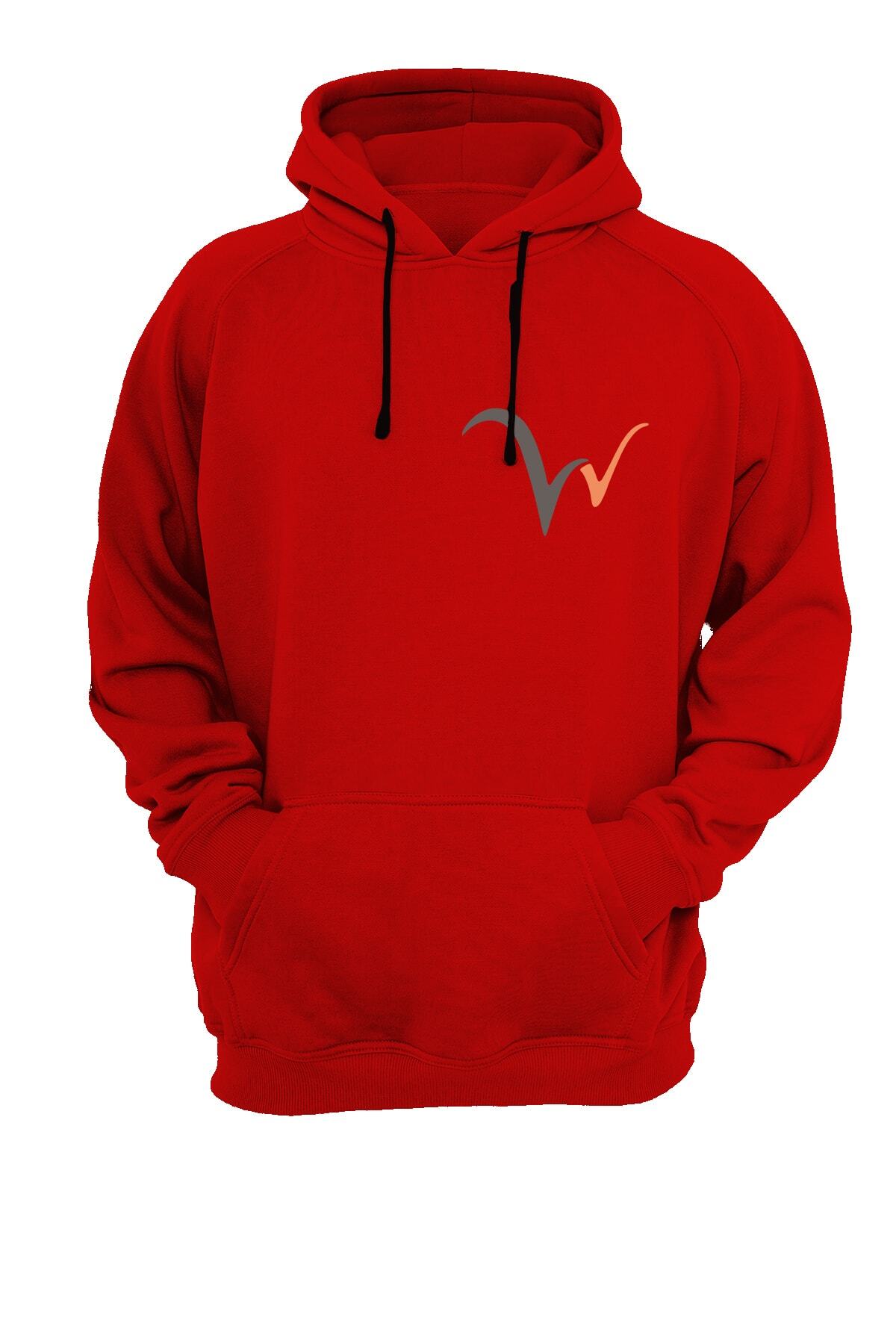 WİDİ Hanorac Roșu Imprimat Unisex - XL