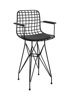 Ufak Boy Tel Bar Sandalyesi 1 Li Uslu Syhsyh Kolçaklı 55 Cm Oturma Yüksekliği MB.SND.06.01.01.601