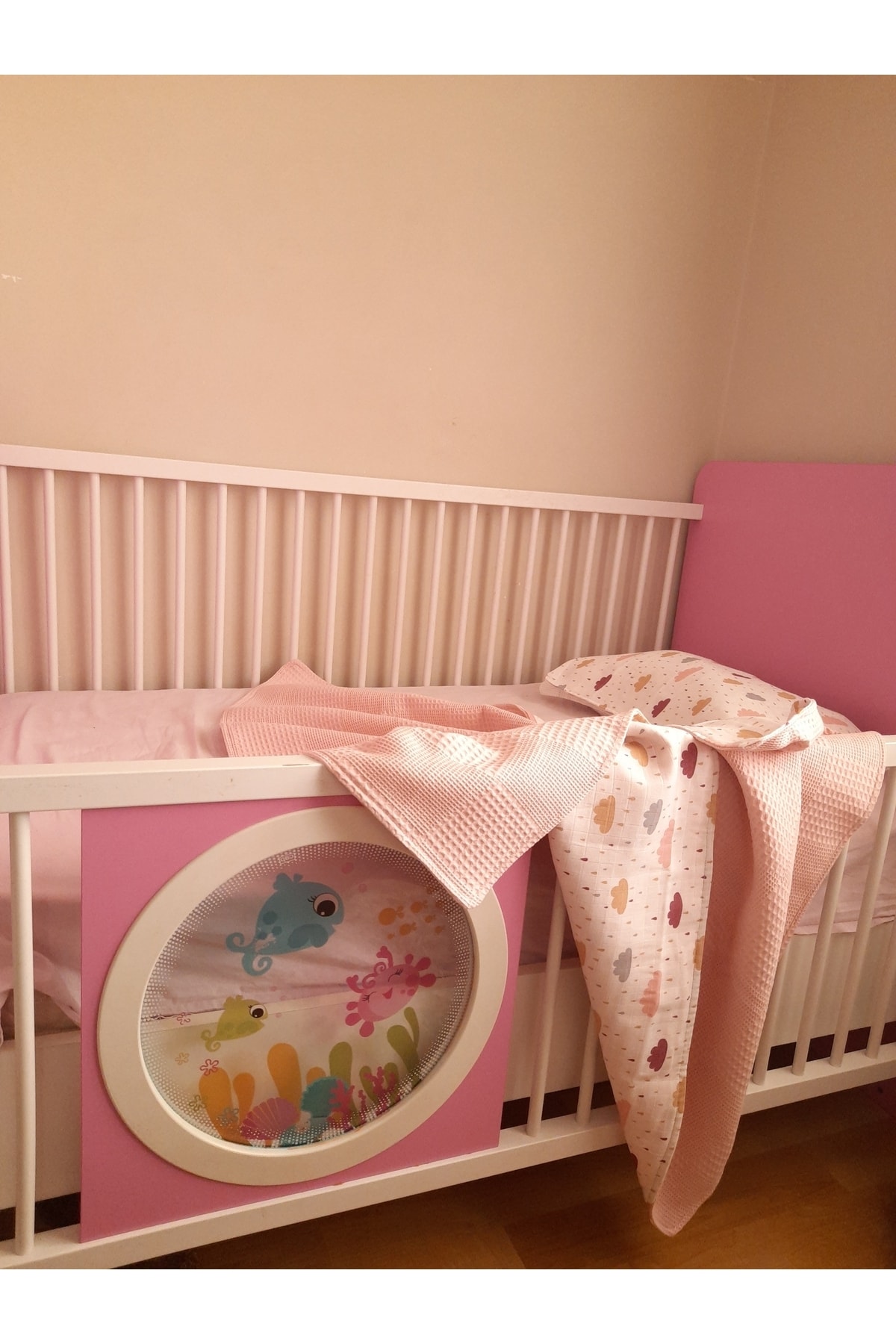 Genel Markalar Waffle Pike ve Bulut Desenli Müslin Bebek Battaniyesi  Yastık Kılıfı fotoğrafı 3 (önizleme)