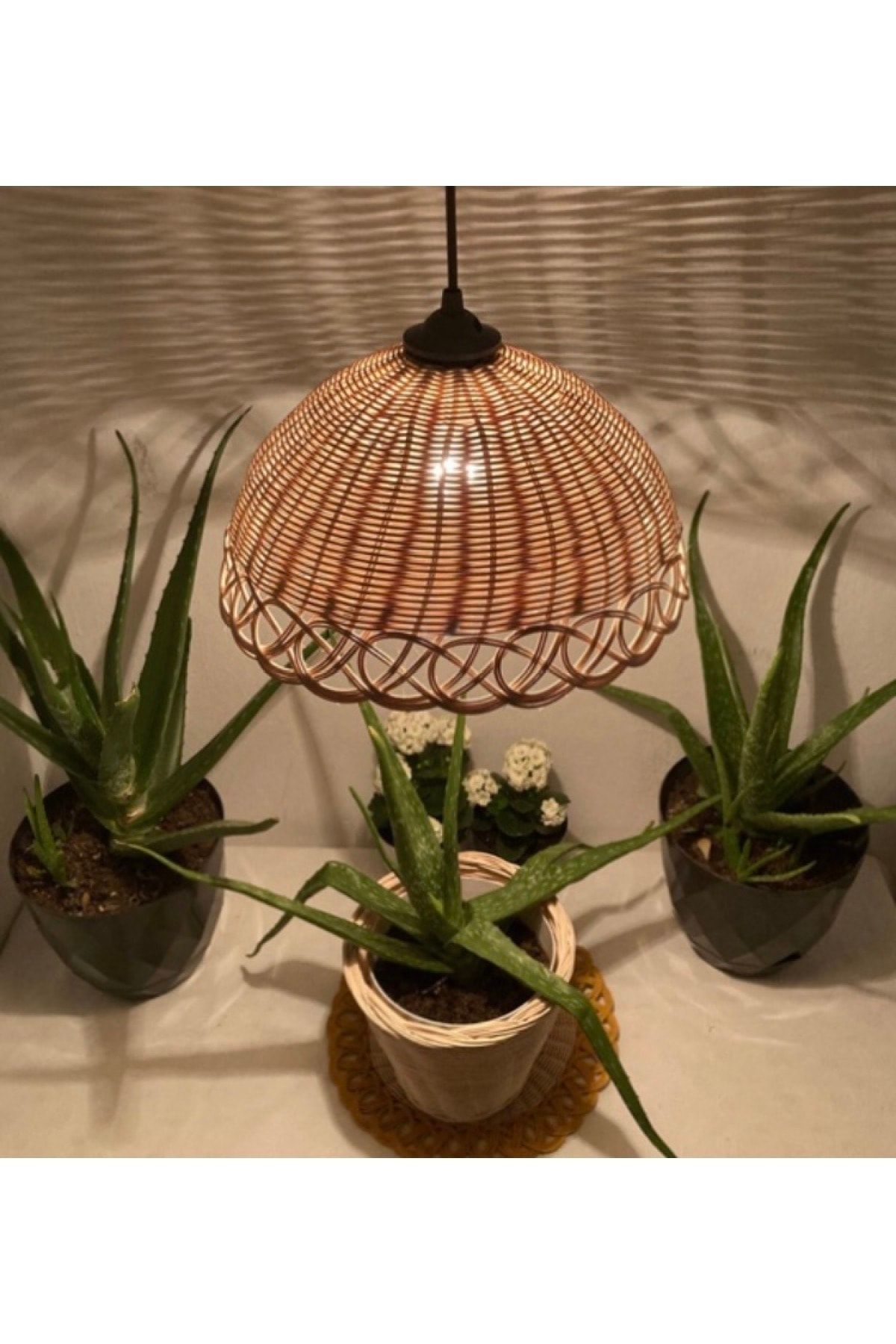 AFRALYAHOME Salon Mutfak Özel Tasarım Rattan Avize (duy Dahil)