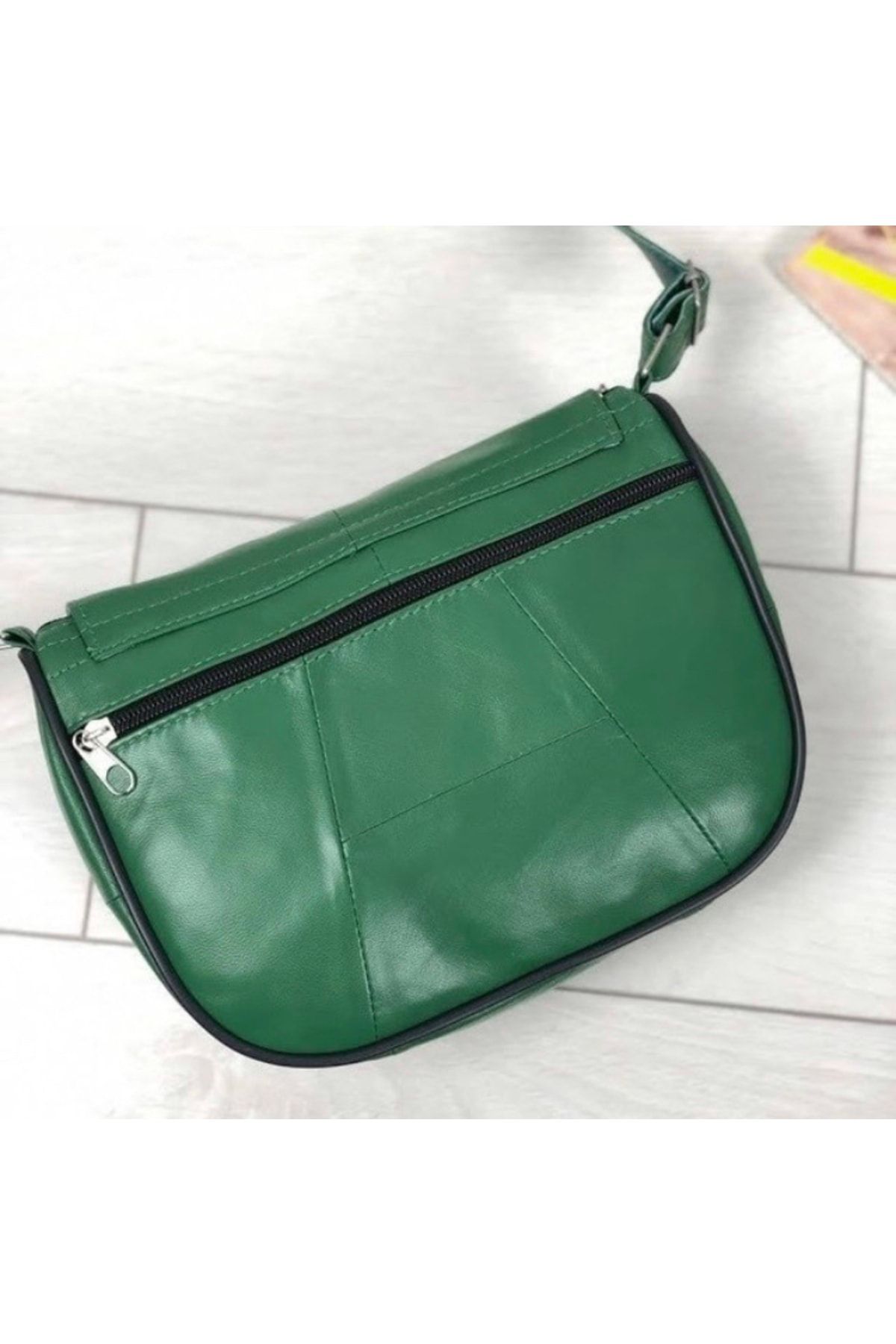 Dark green online leather crossbody bag