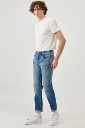 Erkek Austin Straight Fit Normal Bel Denim Esnek Jean Kot Pantolon TYC00437741519