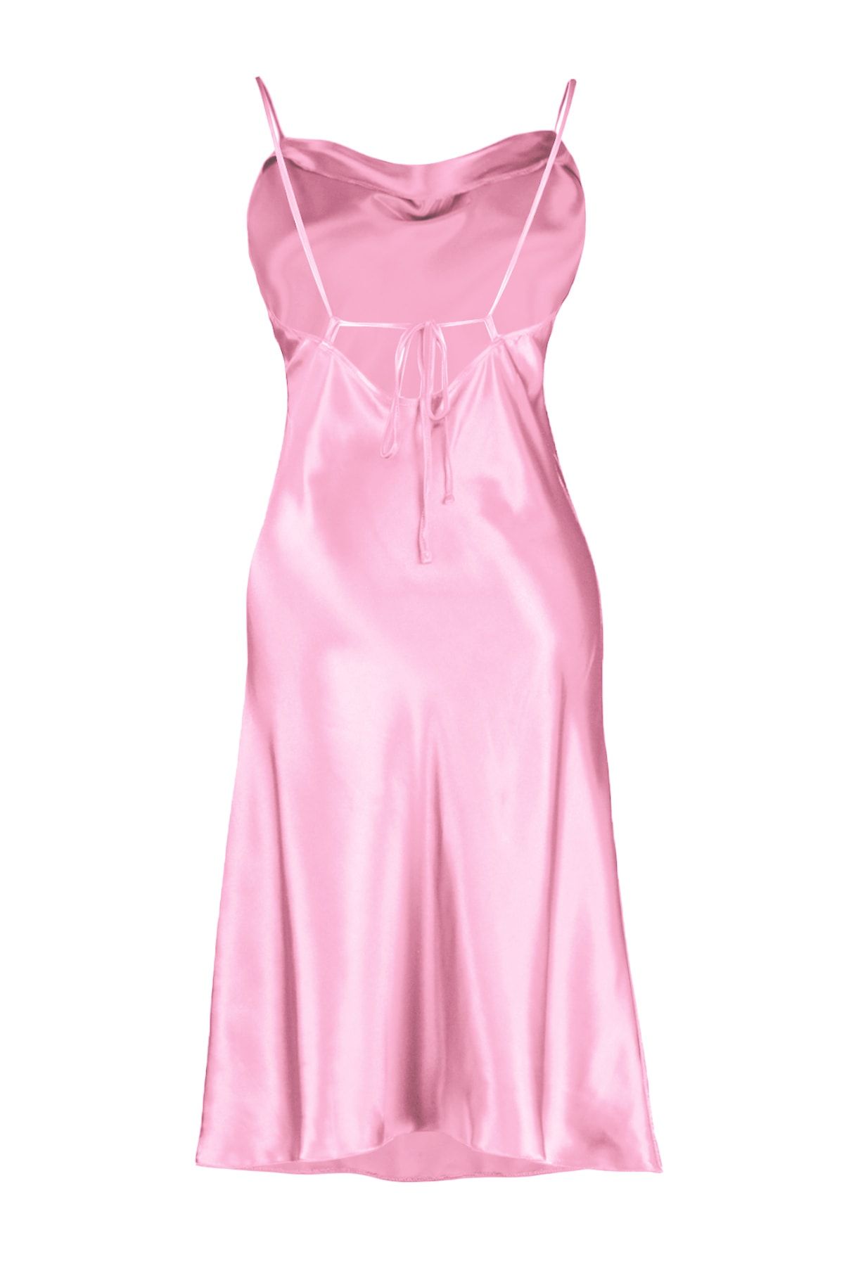Trendyol Curve-Rose Dry Satin Woven Back Detailed Nightgown Tbbss22Gc00001 8
