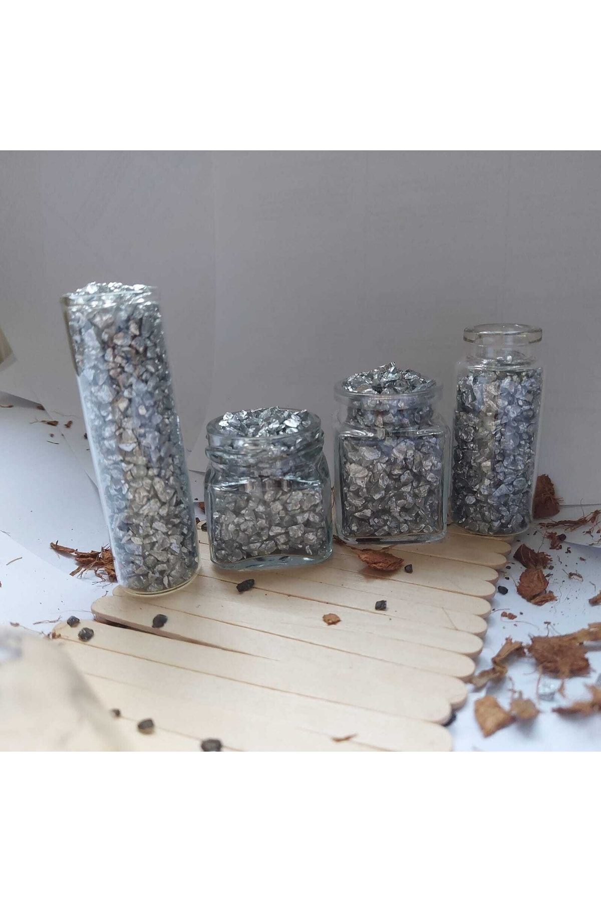 تزیینات سال نو نقره‌ای اپوکسی شکسته 2MM X 4MM Aker Hediyelik