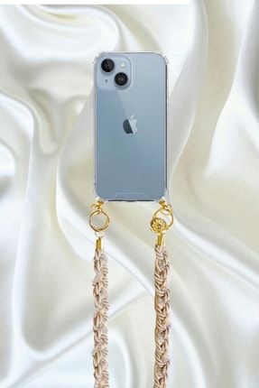 Crystal Kristal Taşlı Örgü Iphone 13 Uyumlu Telefon Kılıfı Ve Telefon Askısı, Zinciri NTM0718