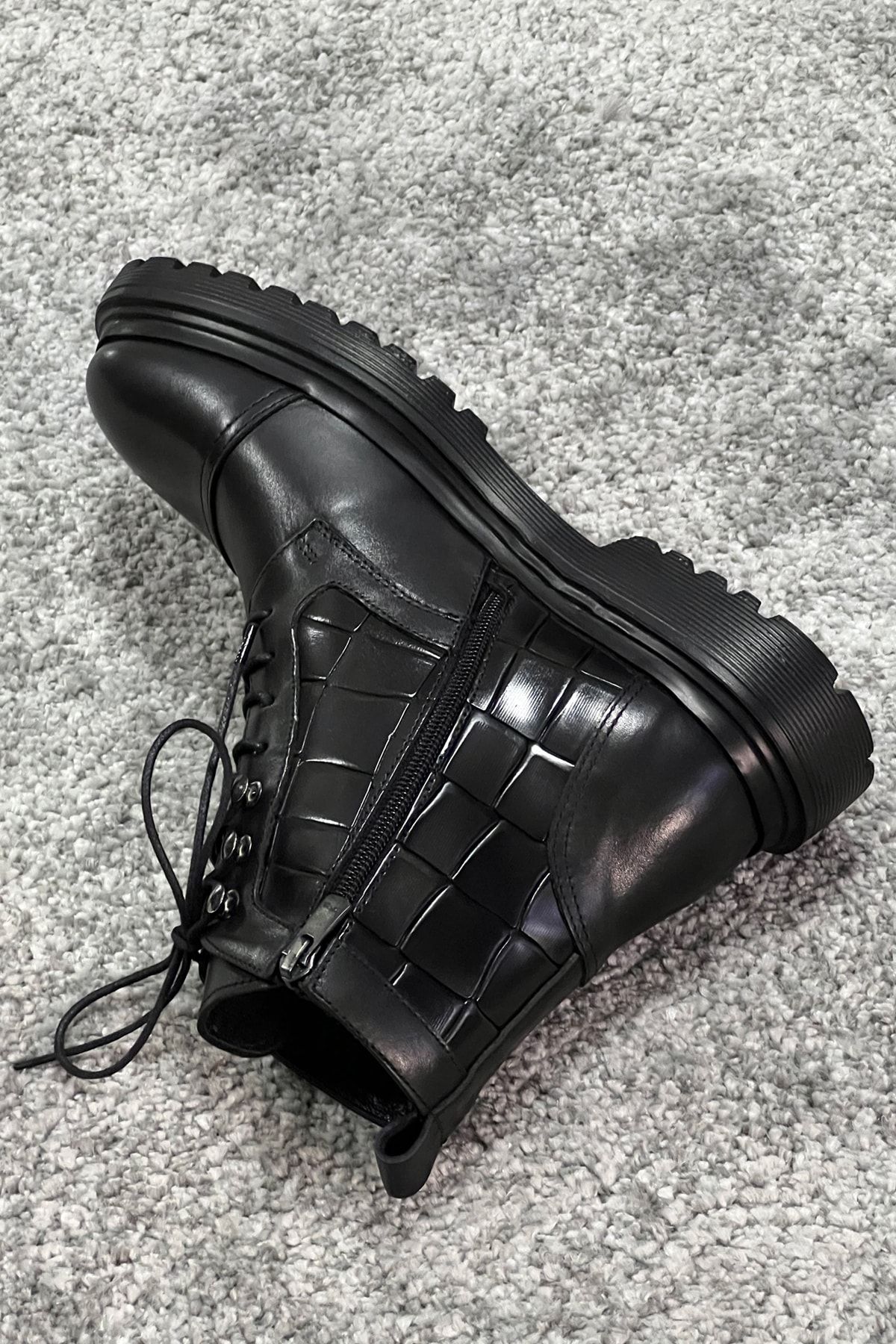 Rosario leather combat cheap boot