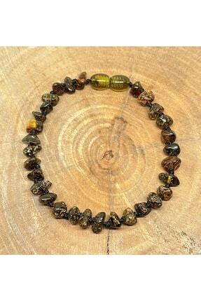 Kotryna Damla Kehribar Antik Yeşil Yetişkin Lastikli Bileklik