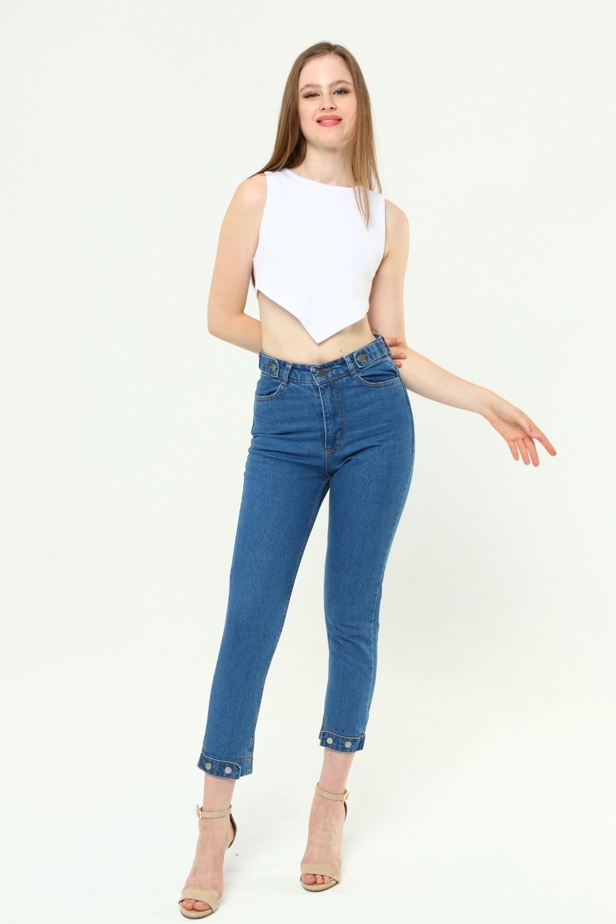 Benim Denim-Mom Jeans - Women's, EPaulet Detailed Leg Belt 1