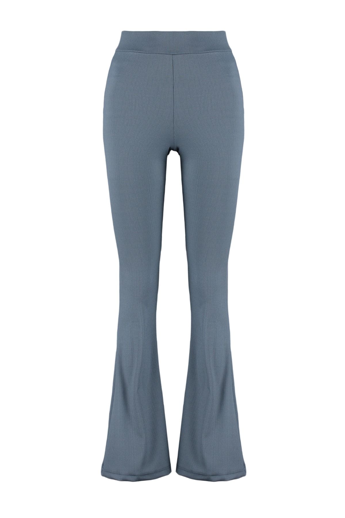 Trendyol Collection-Pantaloni tricotați elastici cu talie înaltă, antracit, evazați / evazați, pantaloni TWOSS23PL00135 6