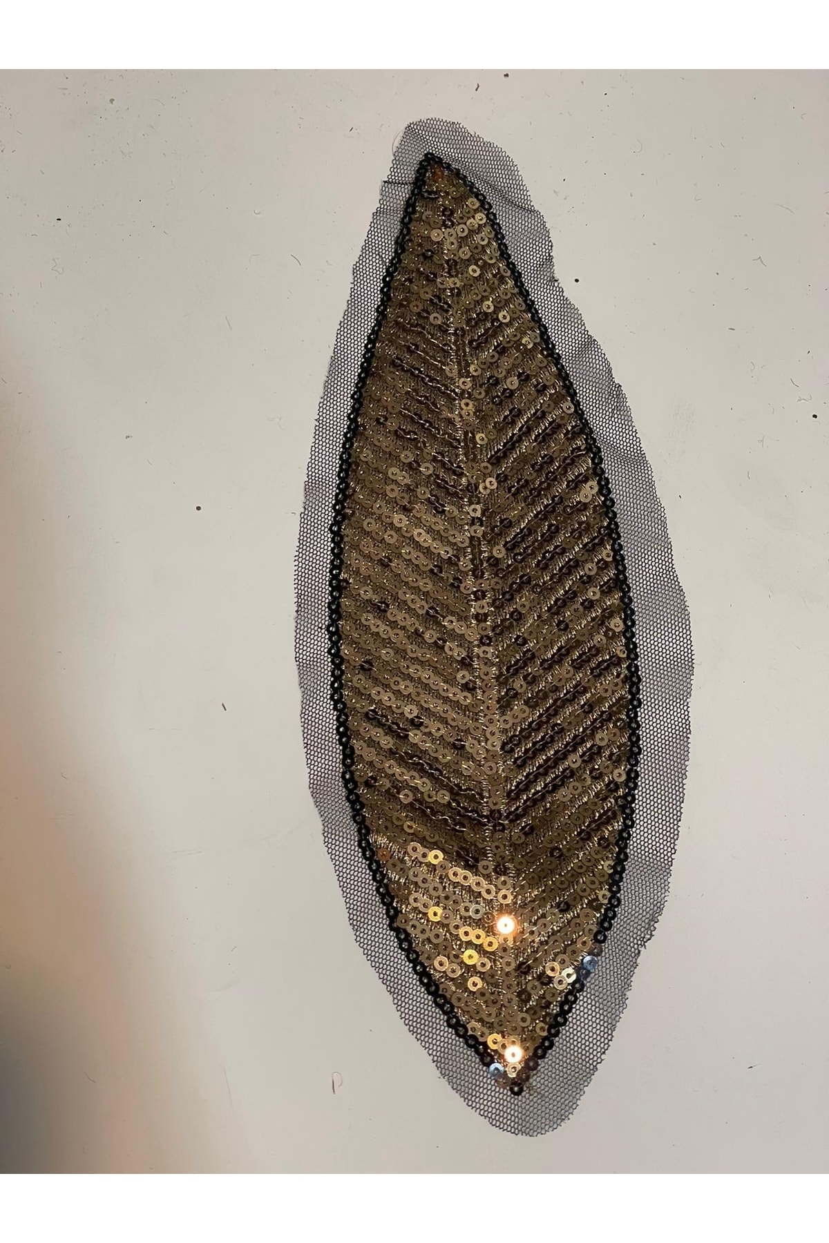 Gönülden Tasarım 24x6 Cm Altın Sim Işeme Pullu Yaprak Aplike Arma Yama Aksesuar