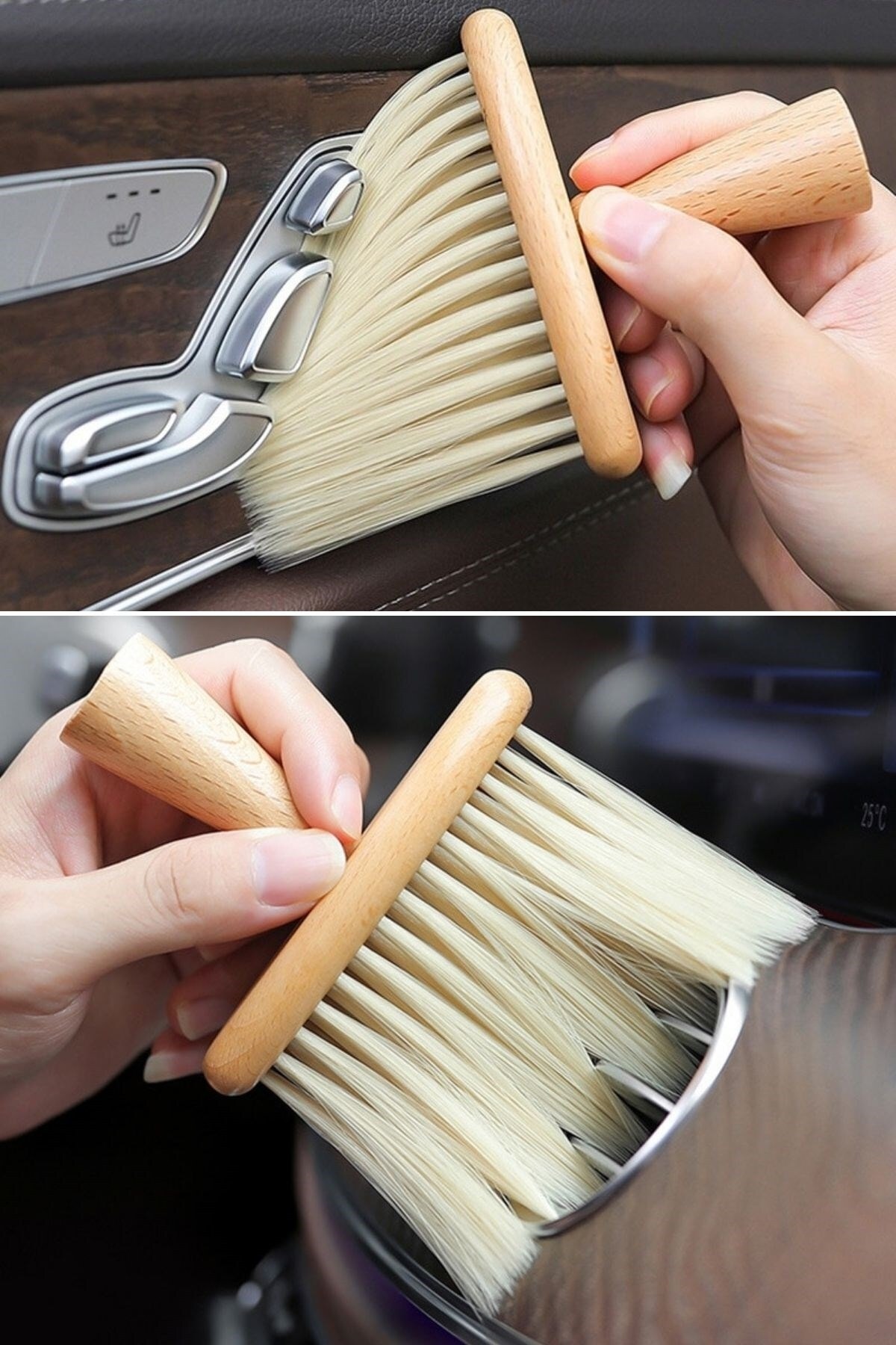 Buffer ® Araba Için Ahşap Saplı Yumuşak Kıl Fırça Detaylı Toz Alma Temizleme Fırçası fotoğrafı 2 (önizleme)