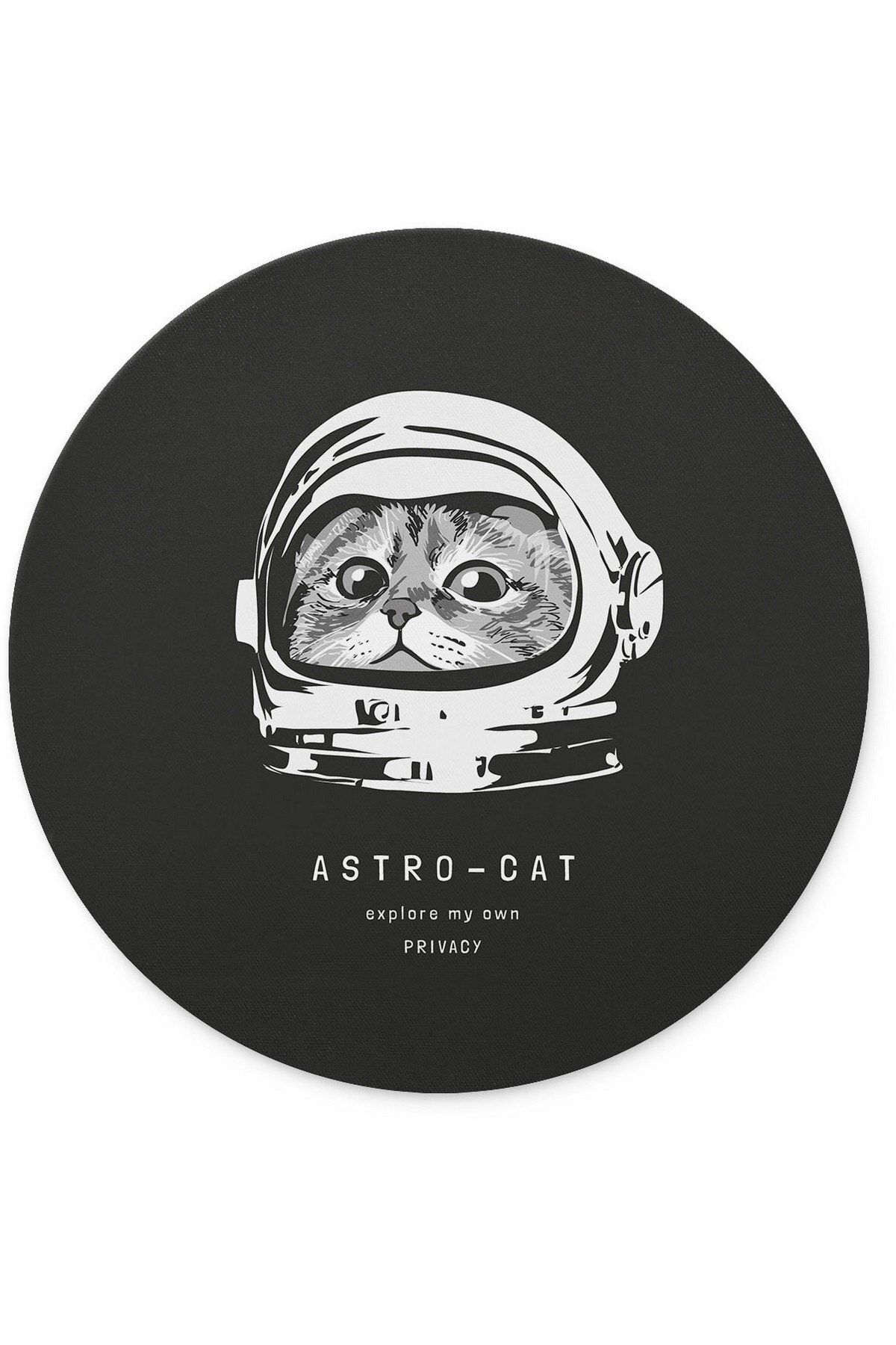 WuW-Round Non-Slip Base Mouse Pad with Astronaut Cat 2
