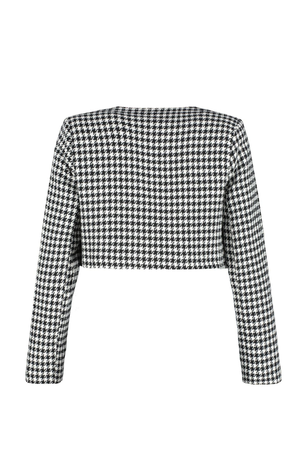 Trendyol Collection-Schwarze Jacke mit Hahnentrittmuster in regulärer Passform in limitierter Auflage – TWOAW23CE00206 8