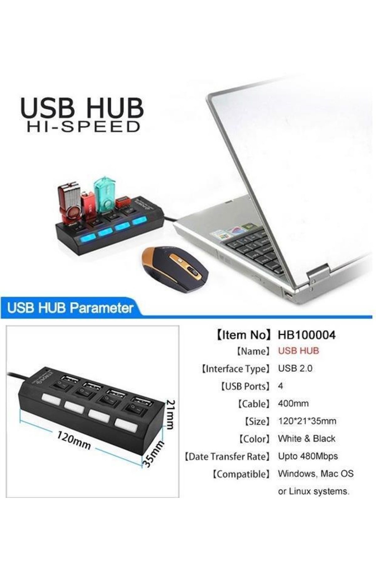 Px-2560 Connect Master Usb Hub, 4 Port Usb 2.0 Çoklayıcı, Anahtarlı Usb Çoklayıcı 6
