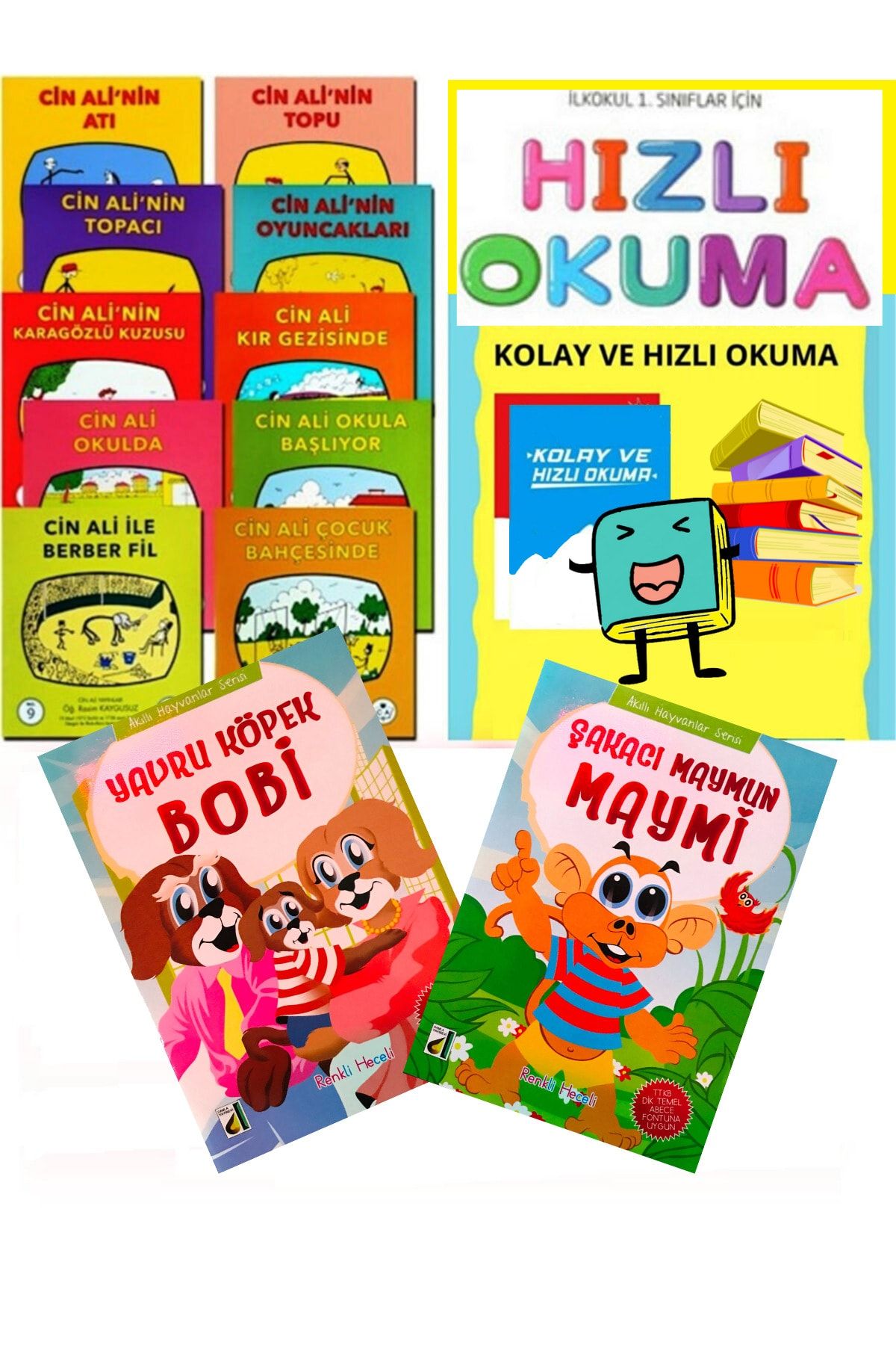 GÖNÜL PUBLISHING Cin Ali Publishing, серия из 10 книг + набор из 2 книг для скорочтения + рассказы gnl633