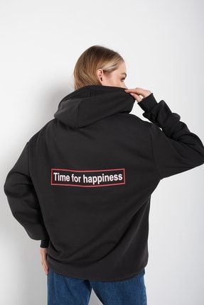 Happiness Tasarım Baskılı Füme Sweatshirt destiny-0013